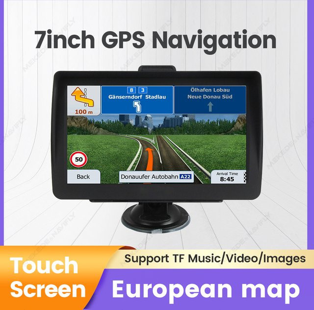 Navifly 7-Zoll GPS-Navigationssystem mit kapazitivem Touchscreen und integrierter Europakarte in Schwarz, unterstützt MP3, FM und TF-Medien - Bild 1