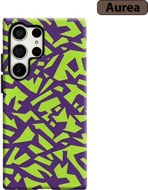 Stoßfeste Doppelschicht Handyhülle mit Neon Geometrischem Tarnmuster für Samsung Galaxy S26 S25 Ultra S24 S23 Ultra Plus in Multicolour - Bild 1