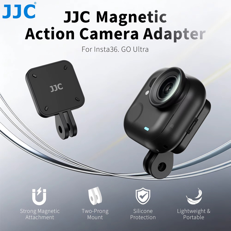 JJC Schnellmontage-Magnetfuß für Insta360 Go Ultra, Magnetischer Montageadapter und faltbare Lenkhalterung, Schwarz - Bild 2