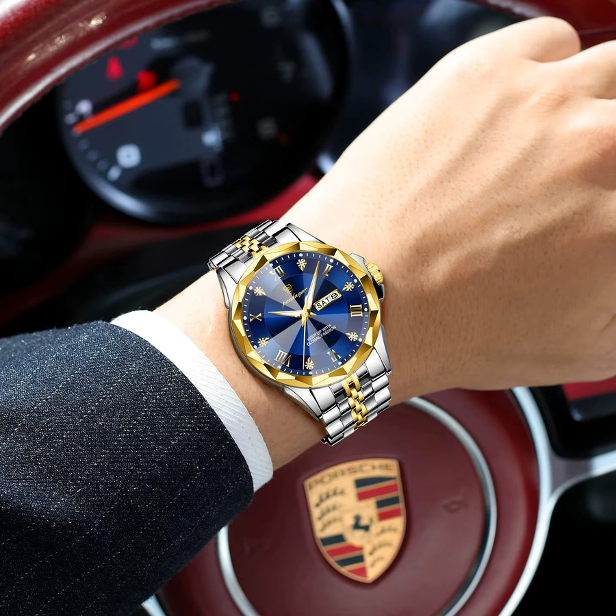 POEDAGAR Armbanduhr Edelstahl, Quarz, Blau, Herren - Bild 5