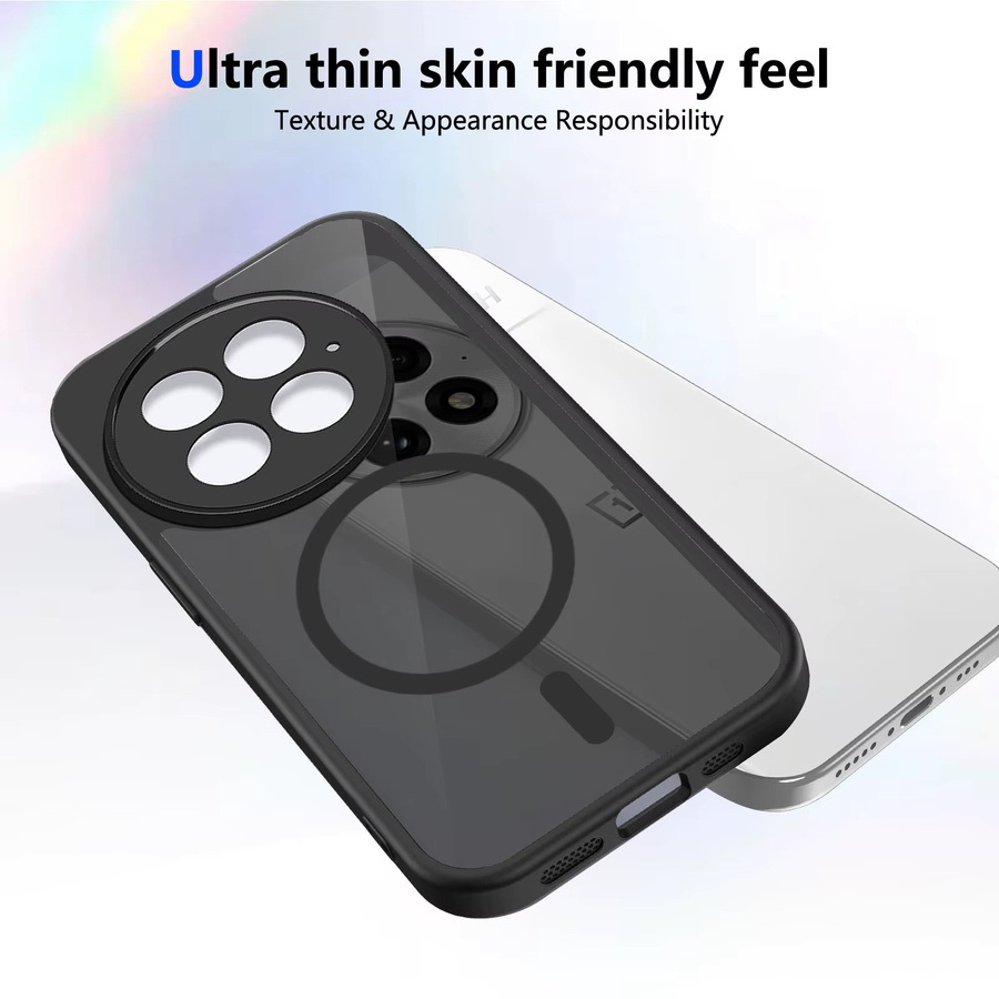 Magnetische OnePlus 13R Handyhülle in Schwarz, matt und transluzent mit kabellosem Laden - Bild 3