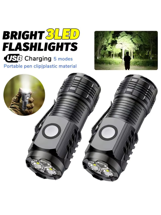 XIWANGFIRE Wiederaufladbare EDC LED-Taschenlampe in Schwarz, wasserdichte Tragbare Taschenlampe für Camping und Wandern - Bild 5