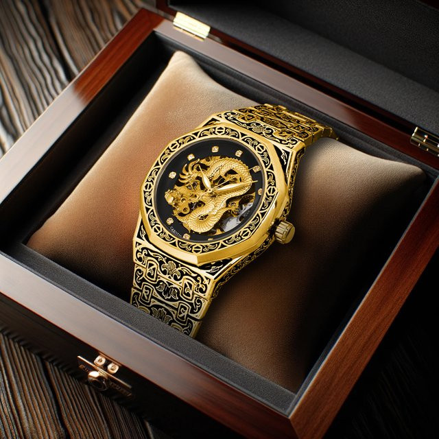 Armbanduhr Automatik, Edelstahl, Gold, Schwarz, Herren - Bild 1