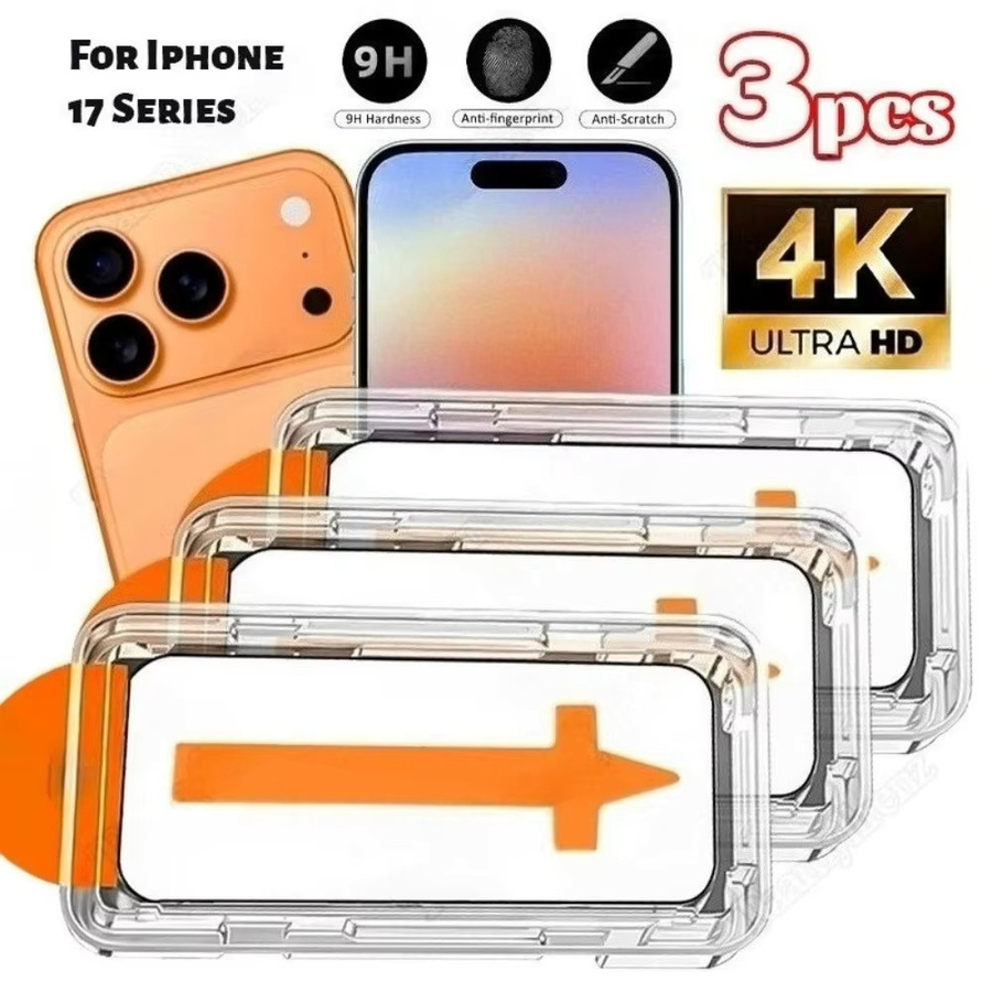 3er-Pack Ultra HD gehärtetes Glas für Apple iPhone 17 16 15 14 Pro Max 13 12 11 Pro XR XS Plus in Transparent mit staubfreier und einfacher Installation - Bild 4
