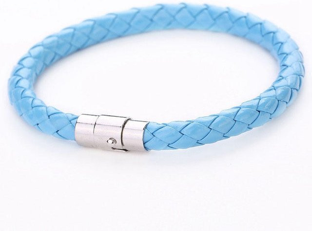 KaiTingu Jewelry Armband, geflochtenes Leder, Stahl, Magnetverschluss, Damen Herren, white - Bild 1