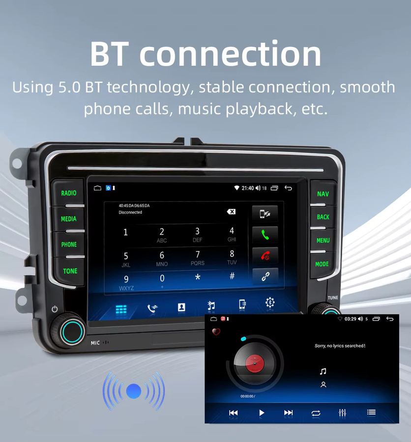 BQCC Android 13 Octa Core Autoradio mit 7 Zoll Display für Volkswagen VW CC Passat B7 Polo Golf 5 6 Jetta in Schwarz mit CarPlay, Mirrorlink, WiFi und GPS - Bild 5
