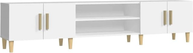vidaXL TV-Schrank Weiß aus Holzwerkstoff und Eukalyptusholz, B/T/H: 180 x 31,5 x 40 cm - Bild 1