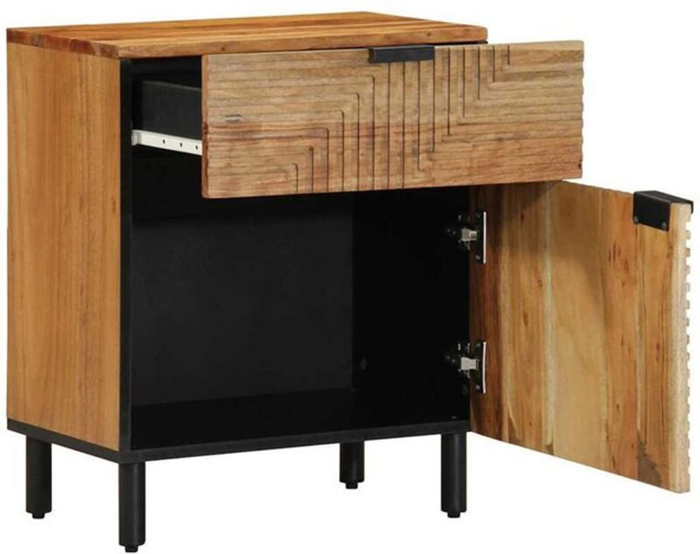 vidaXL Nachttisch aus Massivholz Akazie in Braun im Landhaus Industrial Stil, B/T/H: 50 x 33 x 60 cm - Bild 1