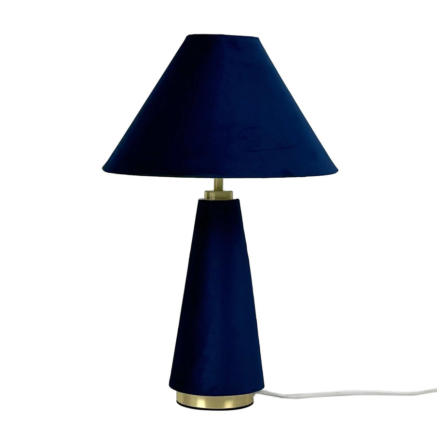 Relaxdays Tischlampe aus Samt und Eisen in Gold mit konischem Schirm und Kippschalter, Höhe: 47 cm, Durchmesser: 30 cm - Bild 2