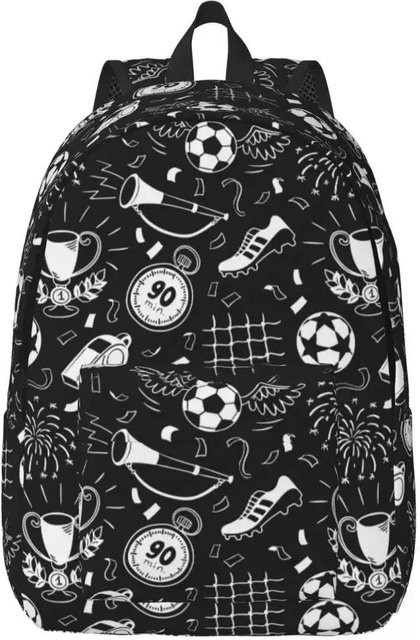 Laptop Rucksack mit Fußball Flammen Print in Schwarz, B/T/H: 30 x 14 x 40 cm - Bild 1