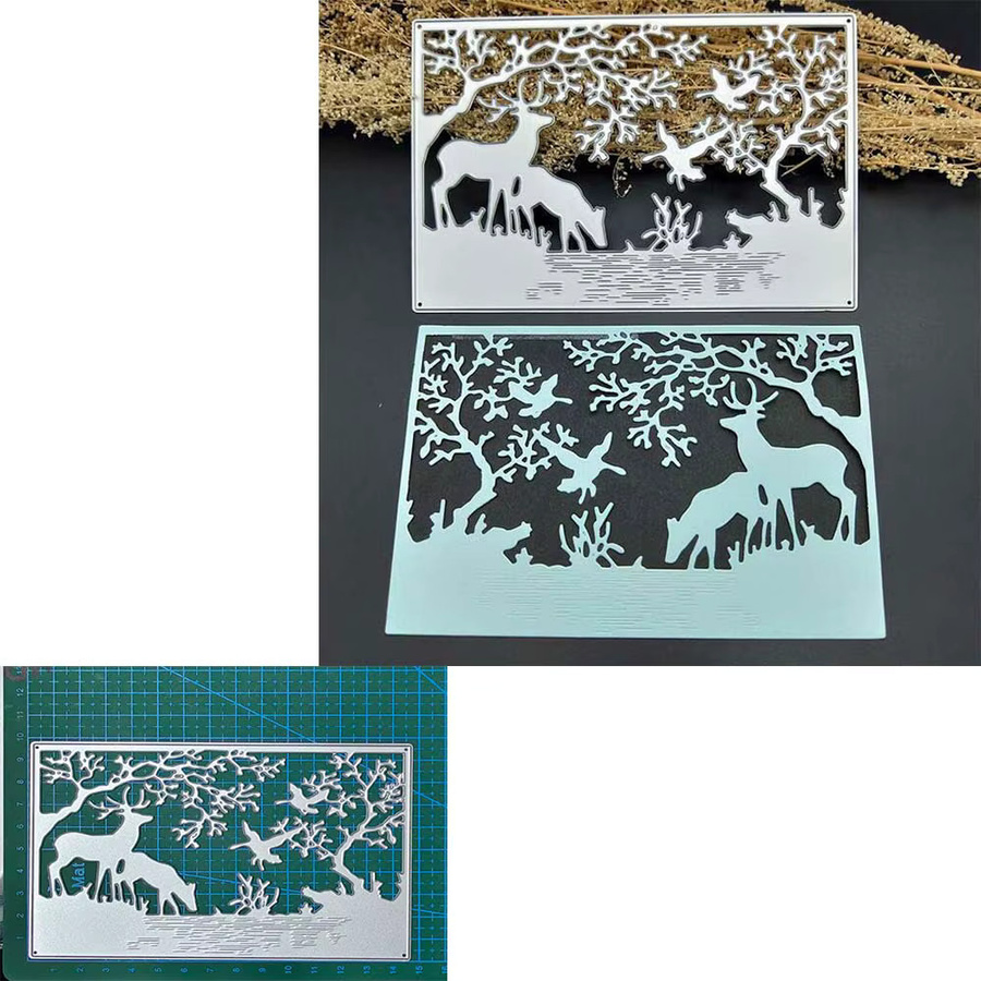 Metall Stanzformen für Papierhandwerk mit Weihnachts-Motiven wie Hirsch, Weihnachtsmann und Bäumen in Silber - Bild 3