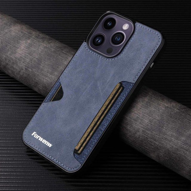 Yiran Retro Kartenhalter Handyhülle aus PU Leder für iPhone 12 Mini in Grau - Bild 1