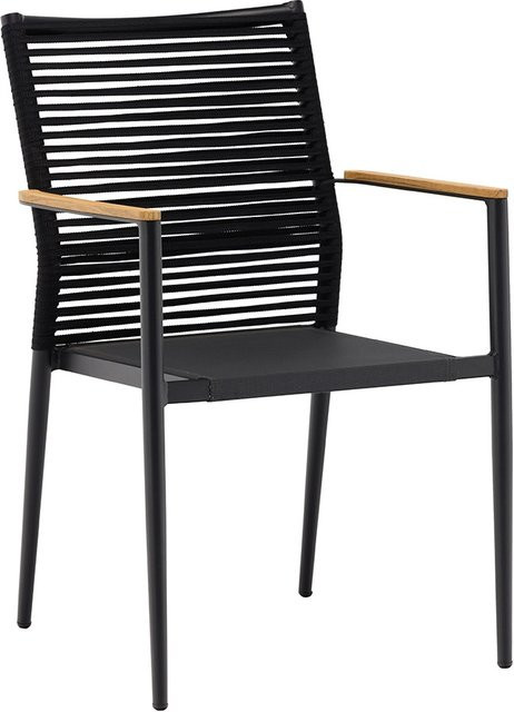 Zebra Stapelsessel SPIDER Outdoor-Sessel aus Aluminium und Teak mit Outdoor-Rope und Sitzkissen in Graphit und Dunkelgrau - Bild 1