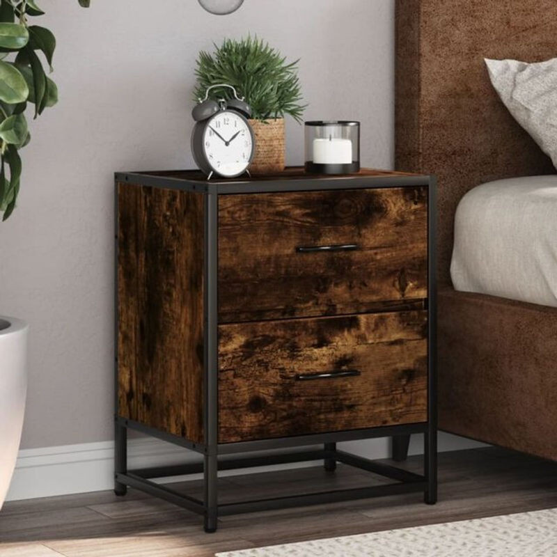 Vidaxl Nachttische 2er Set in Räuchereiche Braun aus Holzwerkstoff B/T/H: 40 x 31 x 50 cm - Bild 1