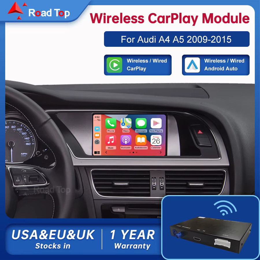Road Top Wireless CarPlay und Android Auto Interface mit Mirror Link und AirPlay für Audi A4 A5 Q5 B8 (2009-2015) in Schwarz - Bild 2