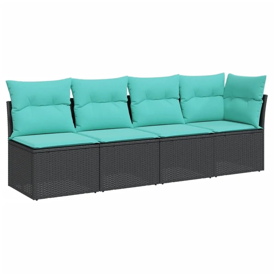 vidaXL Gartensofa L-Form 4-Sitzer aus Poly Rattan in Schwarz mit Kissen und Armlehnen - Bild 2