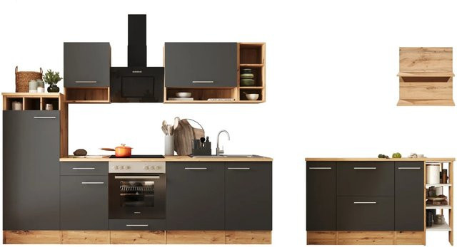 Respekta Küchenblock Hilde in Grau Matt mit integrierten Elektrogeräten, B/H/T: 280 x 205 x 60 cm - Bild 1