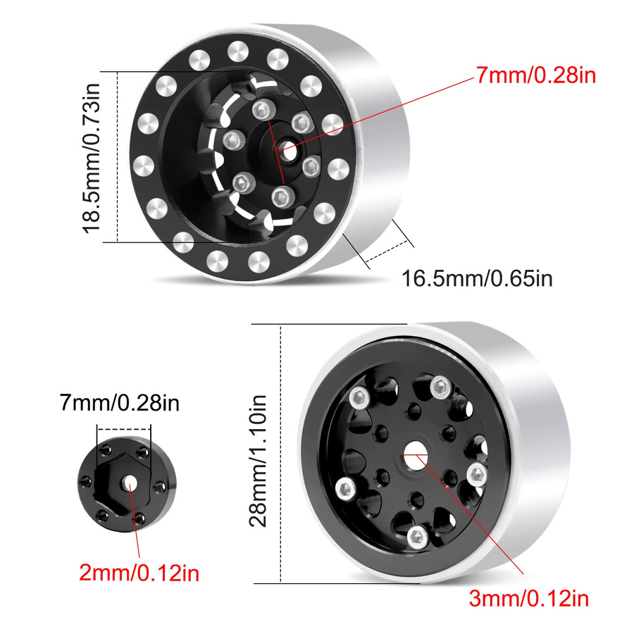 OGRC 1.0 Deep Dish Felgen Negativ versetzt 7 mm Räder, Maßstab 1:24 - Bild 2