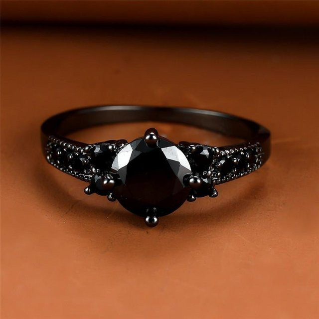 Bamos Ring, Schwarz Zirkon, Schwarz Gold, Damen Männer - Bild 1