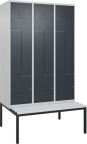 C+P Z-Spind Classic PLUS Sitzbank mit 6 Fächern und Zylinderschloss, Kunststoff-Sitzfläche, B/T/H: 212,0 x 120,0 x 81,5 cm - Bild 1