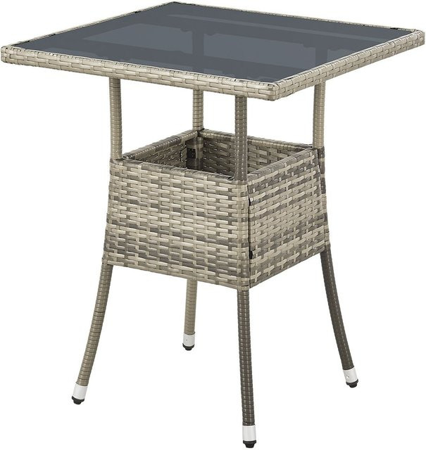Juskys Polyrattan Gartentisch Yoro quadratisch Grau B/T/H: 60 x 60 x 73 cm - Bild 1