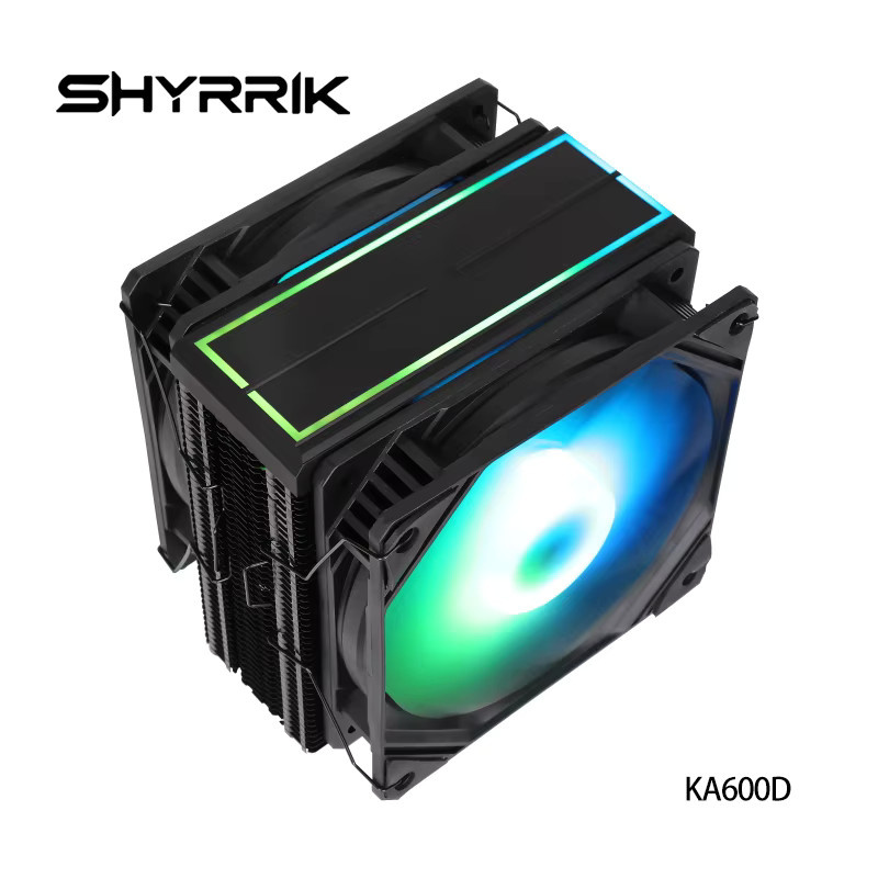 Shyrrik CPU-Luftkühler in Schwarz mit 160W TDP, 6 Heatpipes und A-RGB, passend für LGA1700 und weitere Sockel - Bild 2