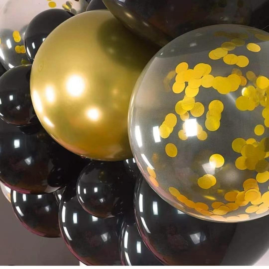 Happy Time For kids Partydekoration Set mit Stern- und runden Latexballons in Schwarz und Gold - Bild 1