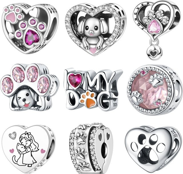 MISEFF Charm-Anhänger 925 Silber, Katzen- und Hundepfoten, Damen - Bild 1