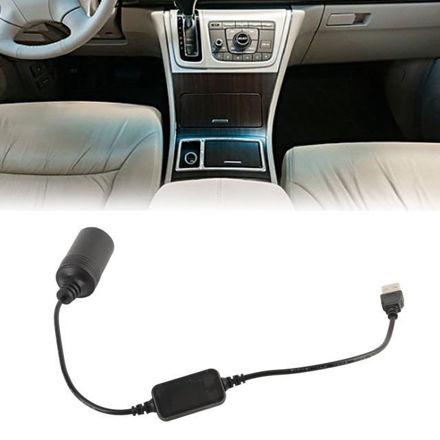 Qiilu USB-zu-Auto-Zigarettenanzünder-Adapter in Schwarz - Bild 1