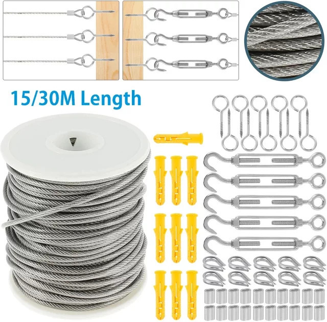 PVC-beschichtetes Edelstahlkabel 304 in Silber für Gartendraht und Kabelgeländer, Durchmesser: 1,5 mm - Bild 1