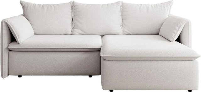 Vente-unique Schlafsofa Teodora in Beige mit L-Form und Polsterung aus Strukturstoff, Breite: 230 cm - Bild 1