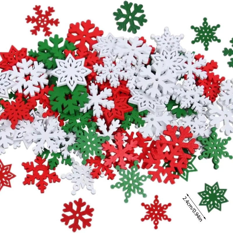 50 Stück Schneeflocken-Holzscheiben von ZQNYCY in Multicolor für DIY Bastelarbeiten, Weihnachten und Silvester Dekoration - Bild 6