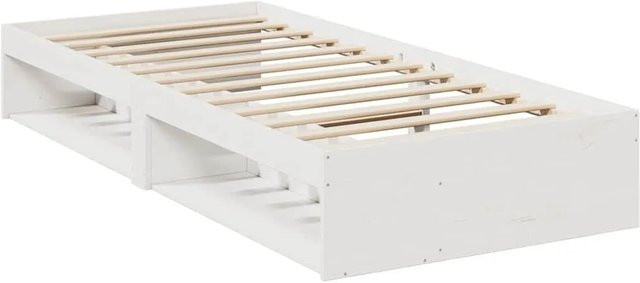 vidaXL Tagesbett aus Massivholz Kiefer in Weiß, rustikales Design ohne Matratze - Bild 1