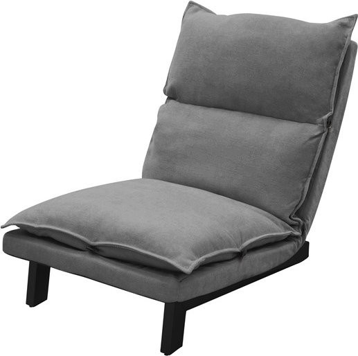 ML-Design Bodenstuhl Grau gepolsterter Bodensessel mit verstellbarer Rückenlehne aus Leinen und Stahlgestell B/T/H: 56,0 x 59,0 x 73,5 cm - Bild 1