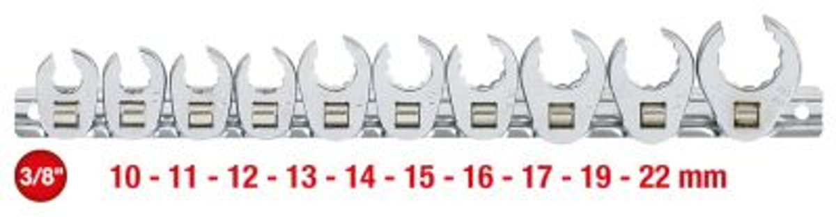 KS Tools 10-teiliger 3/8 Zoll 12-Kant-Einsteck-Maulschlüssel-Satz aus Chrom-Vanadium in Silber - Bild 2