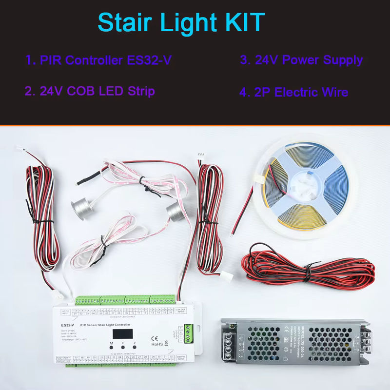 Skydance ES32-V Treppenlicht Controller Kit mit 32-Kanal-Ausgang, Infrarot-Fernbedienung und PIR-Bewegungssensor für einfarbige COB LED-Streifen, 6 Laufmodi - Bild 3