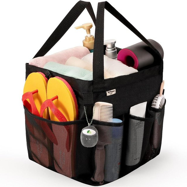 famichan Netz-Duschablage mit 8 Taschen, schwarz, B/T/H: 21 x 21 x 24 cm - Bild 1