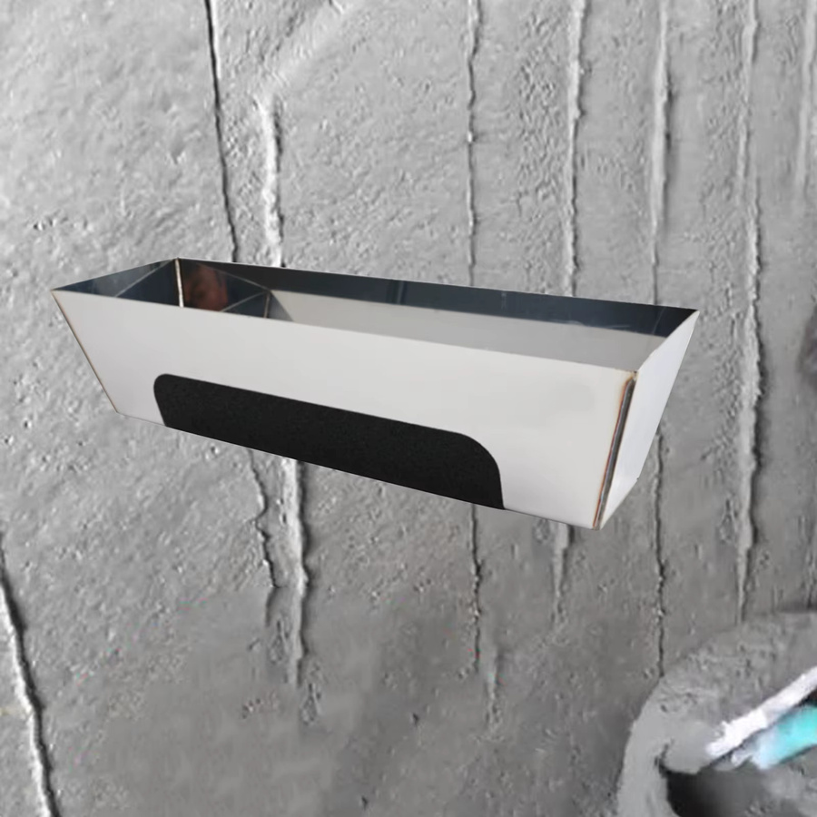 Homyl Edelstahl Schlammpfanne mit Anti-Rutsch-Pad für Gips und Trockenbau, Silber - Bild 3