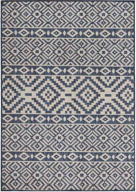 vidaXL Outdoor-Teppich Flachgewebe Blau Gestreift B/B: 200 x 280 cm - Bild 1