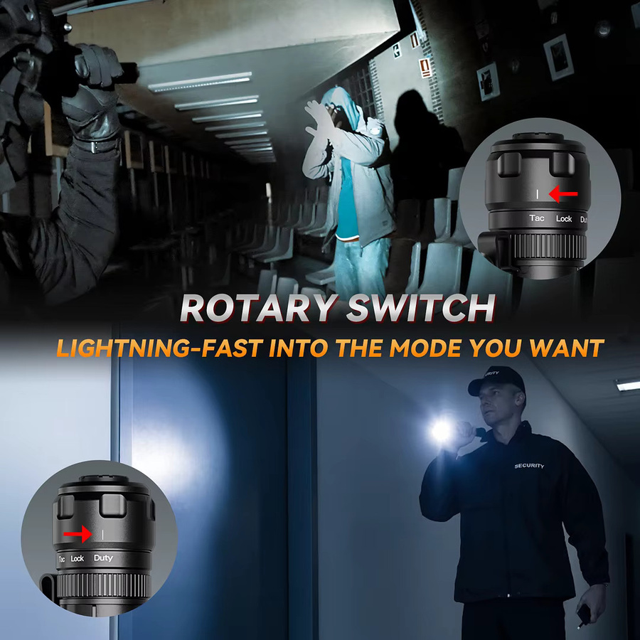 SOFIRN SK1 Taktische LED-Taschenlampe in Schwarz mit 1300 Lumen, SFT25R LED, Endschalter und Drehschalter, wiederaufladbar - Bild 2