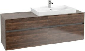 Villeroy & Boch Waschtischunterschrank Collaro in Braun mit LED-Beleuchtung und integrierten Schubladen, Wandmontage, B/H/T: 160 x 54,8 x 50 cm - Bild 1