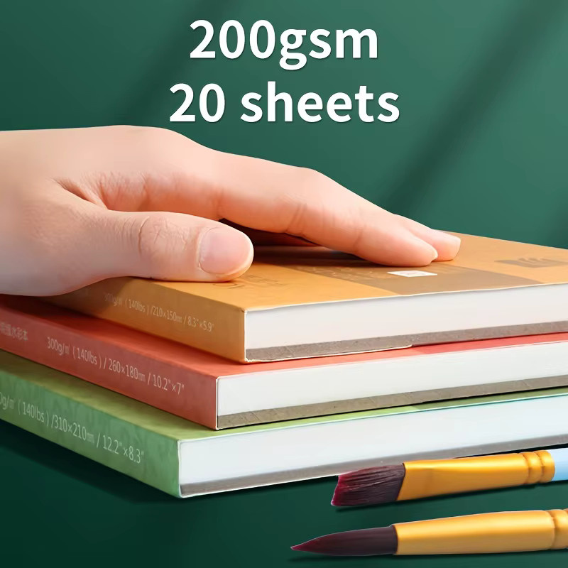 Aquarellpapierblock mit 20 Blatt für Tintenmalerei und nasse Medien, 200 g/m2, strukturierte Oberfläche, Skizzenbuch für Künstler und Erwachsene, Breite: 17,8 cm, Höhe: 12,4 cm - Bild 3