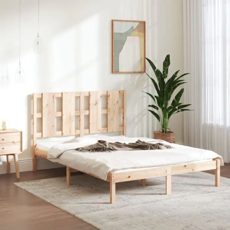 Massivholzbett aus Kiefer von vidaxl in Braun, B/T/H: 140 x 190 x 145,5 cm - Bild 1