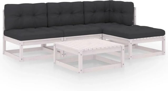 vidaXL 5-tlg Garten-Lounge-Set aus Kiefer Massivholz mit Kissen in L-Form - Bild 1