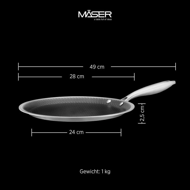 Mäser Crêpe-Pfanne Hestia Keramik aus Edelstahl in Silber und Schwarz, Durchmesser: 28 cm - Bild 3