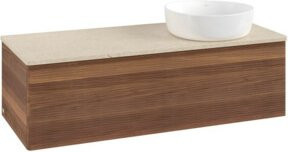 V&B Antao Waschtischunterschrank mit Frontstruktur und integrierter Beleuchtung, Farbe Walnut, B/T/H: 120 x 36 x 50 cm - Bild 1