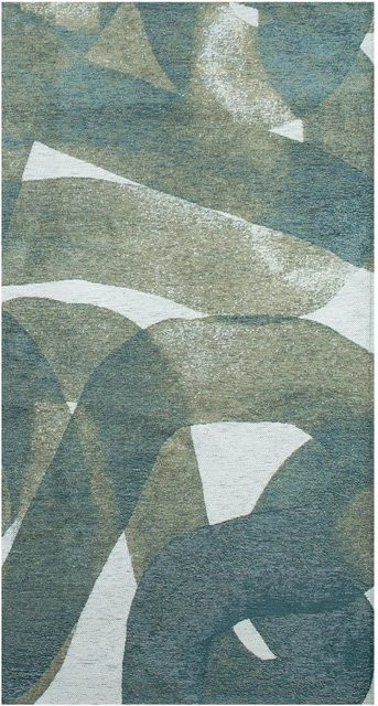 Lola&Moi Teppich modern in Teal und Silber, B/T: 80 x 150 cm - Bild 1