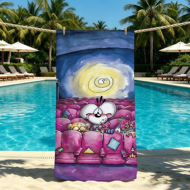 D-Diddl Strandhandtuch für Camping und Strand, buntes Cartoon-Design, schnelltrocknend, B/B: 150 x 260 cm - Bild 1