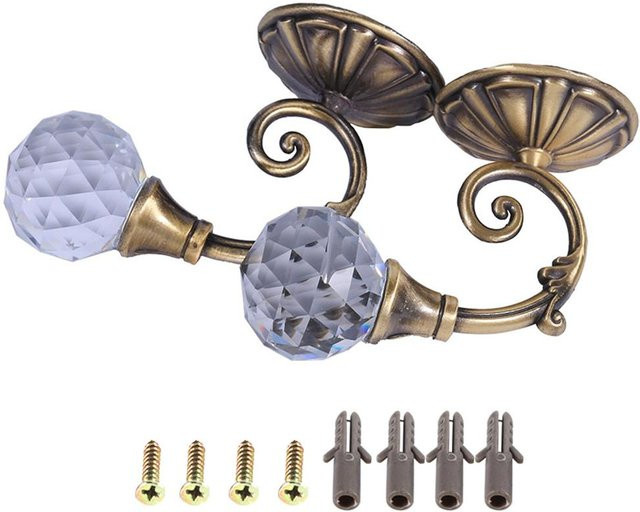 Tooarts 2er Set Metall Vorhanghalter für Kristallglas Wandmontage in Dunkelbronze und Grau - Bild 1