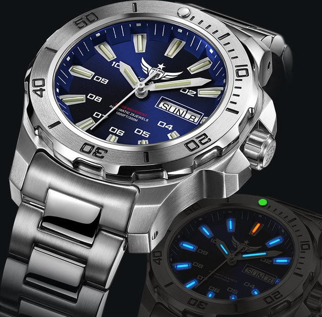 Yelang Armbanduhr Automatik, Edelstahl, 44 mm, Blau, Herren - Bild 1